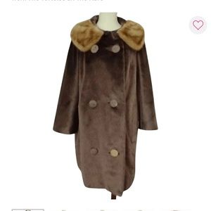 Brazotta By Sportowne Vintage Women's L? Fur Coat Brown Tones Collar